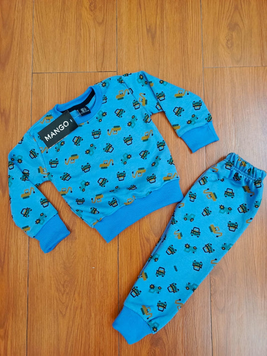 Blue truck print kids track suit