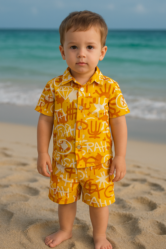 Yellow fresh linen suit