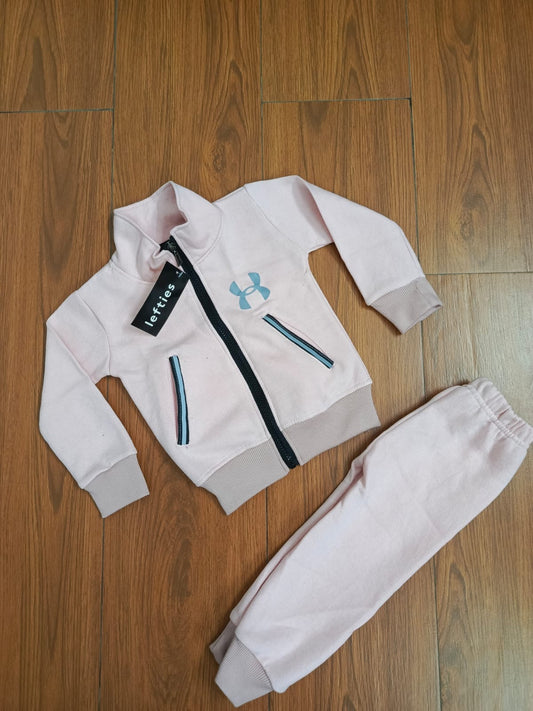 Baby pink zipper kids track suit