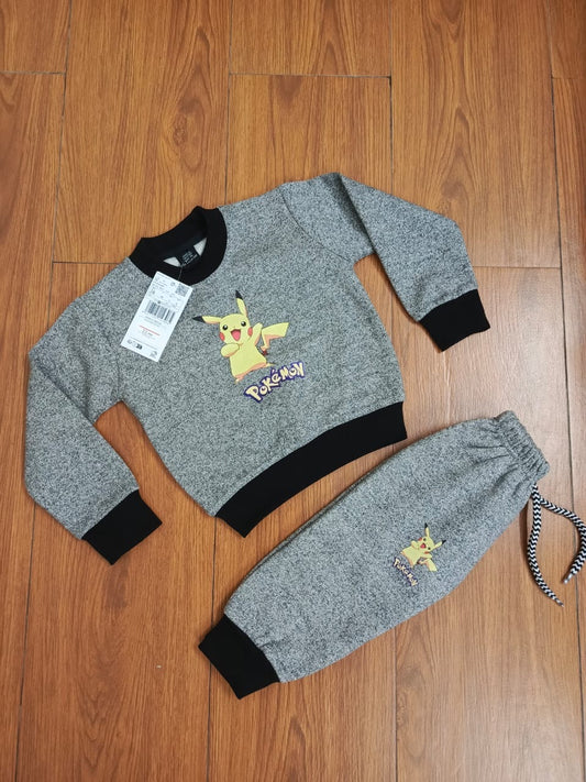 Grey & black pokemon kids track suit