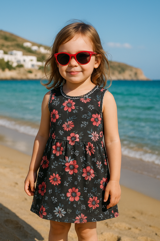Grey floral baby frock