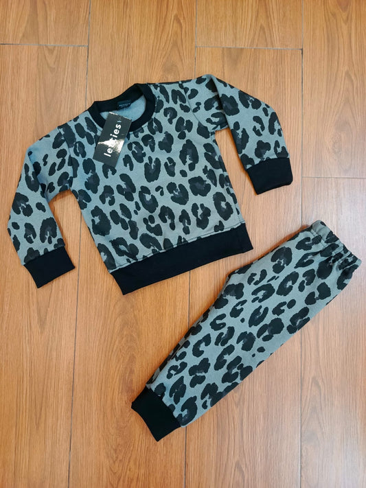 Grey cheetah kids track suit