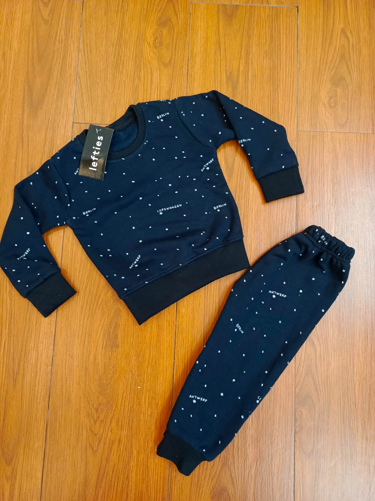 Blue polka kids track suit