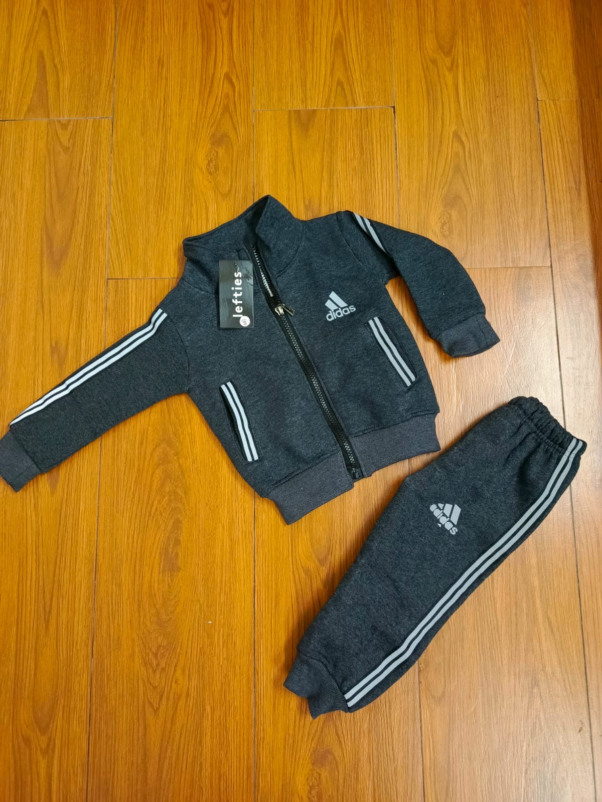 Dark grey zipper kids track suit