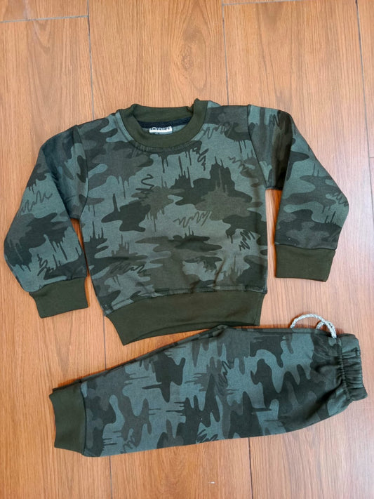 Green camo kids track suit