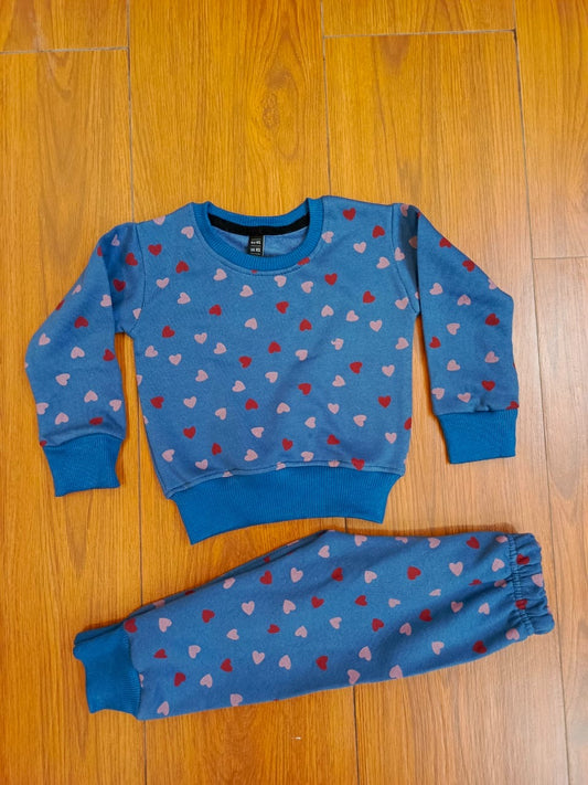 Blue heart kids track suit