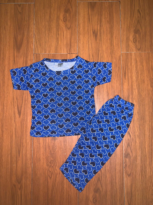 Blue heart kids summer suits