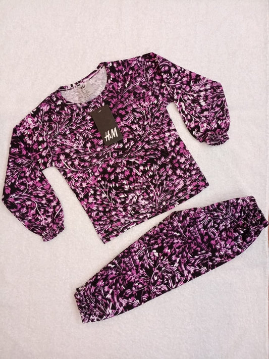 Purple flowery casual tracksuit