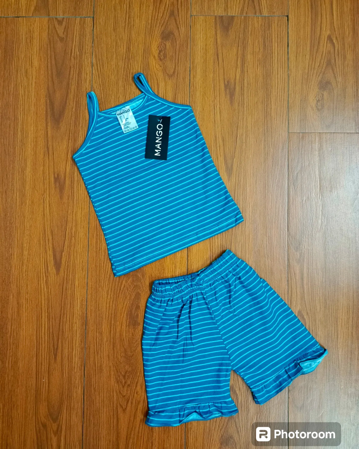 Sea green stripes baby tanktop set