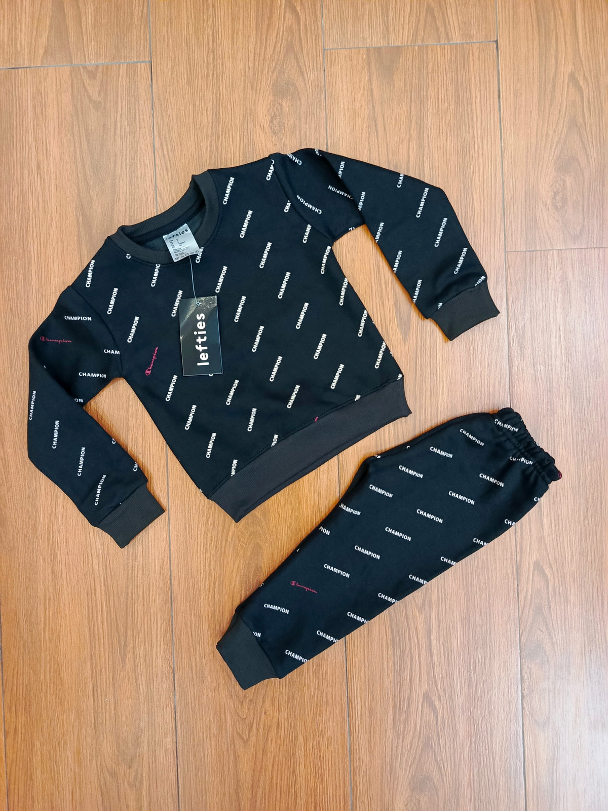 Black champion kids tracksuit