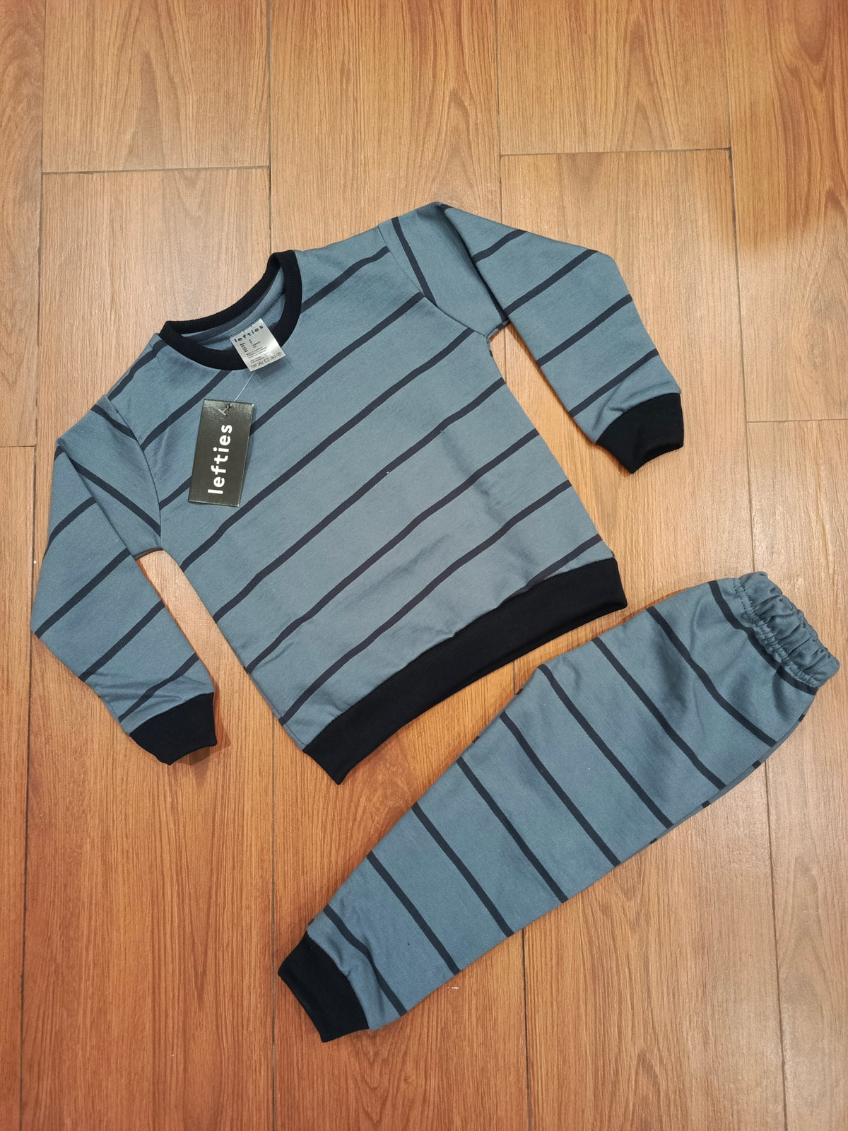 Greish blue stripes fleece tracksuit