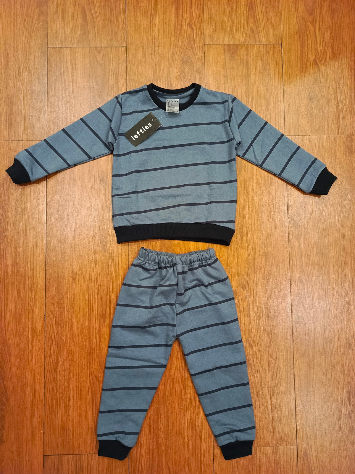 Greish blue stripes fleece tracksuit