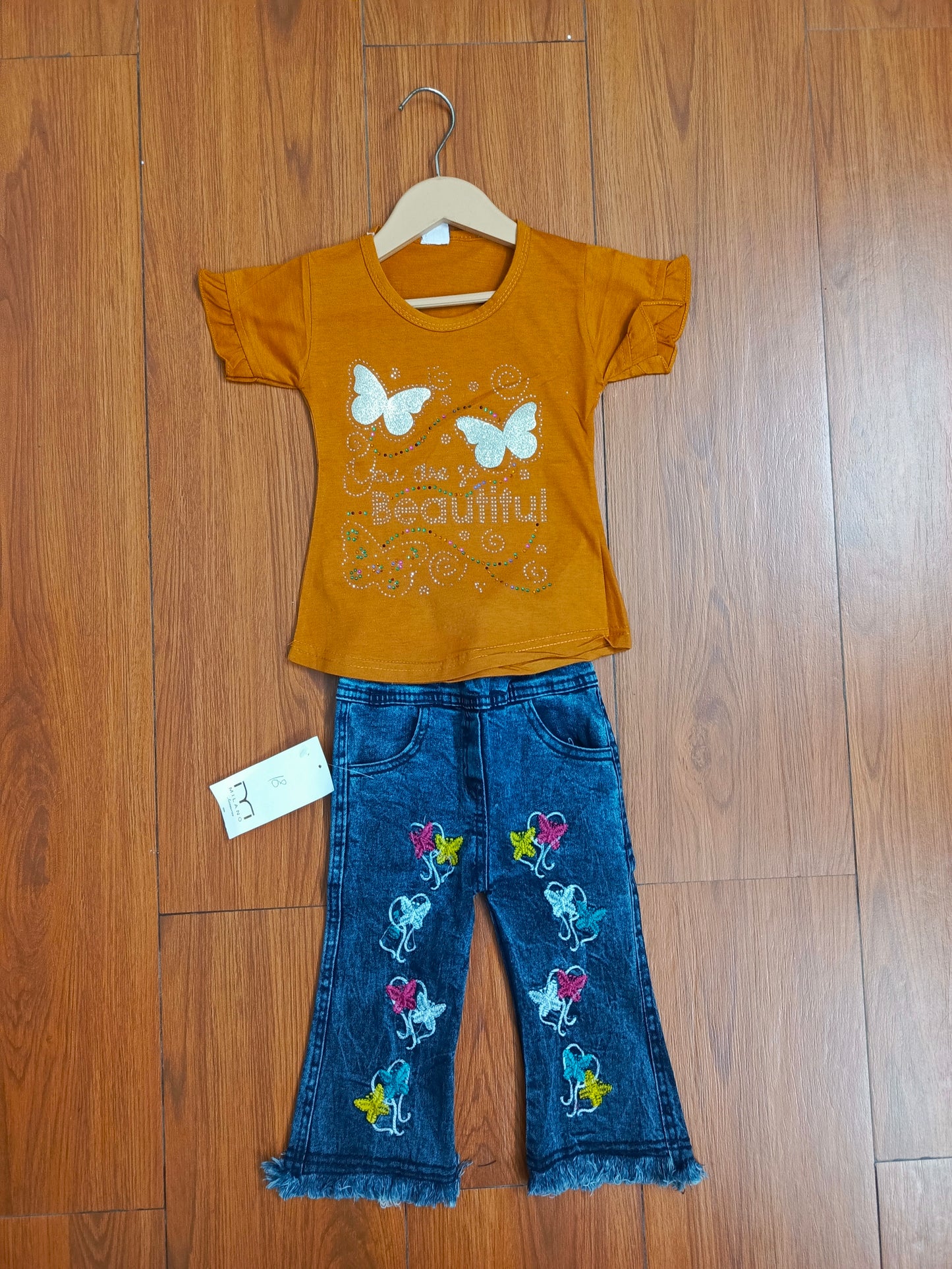 Mustard butterfly baby suit