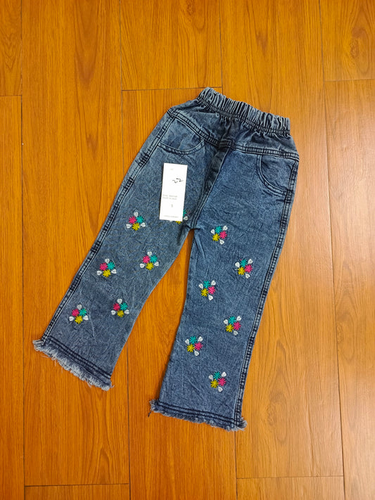 Blue floral denim jeans