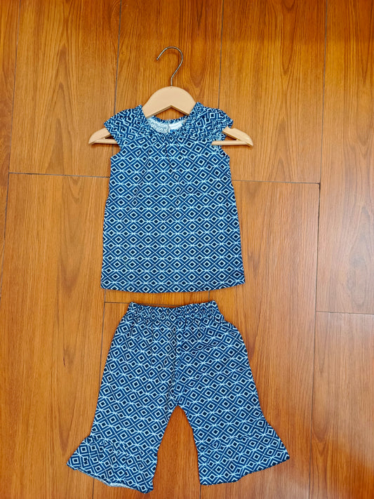 Mini blue floral baby sando co-ord