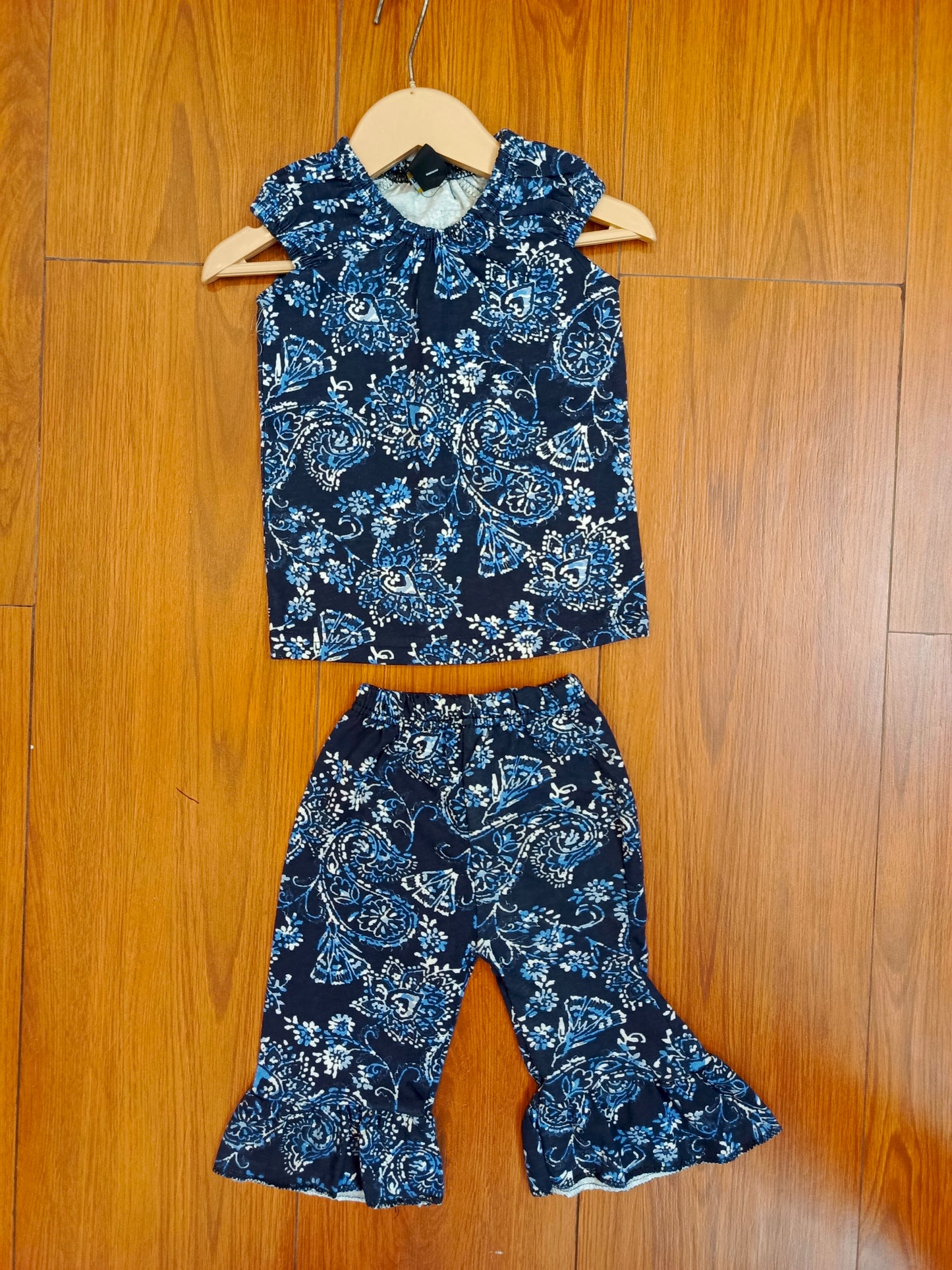 Navy blue floral sando suit