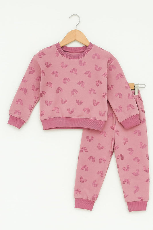 Pinky glitter fleece tracksuit