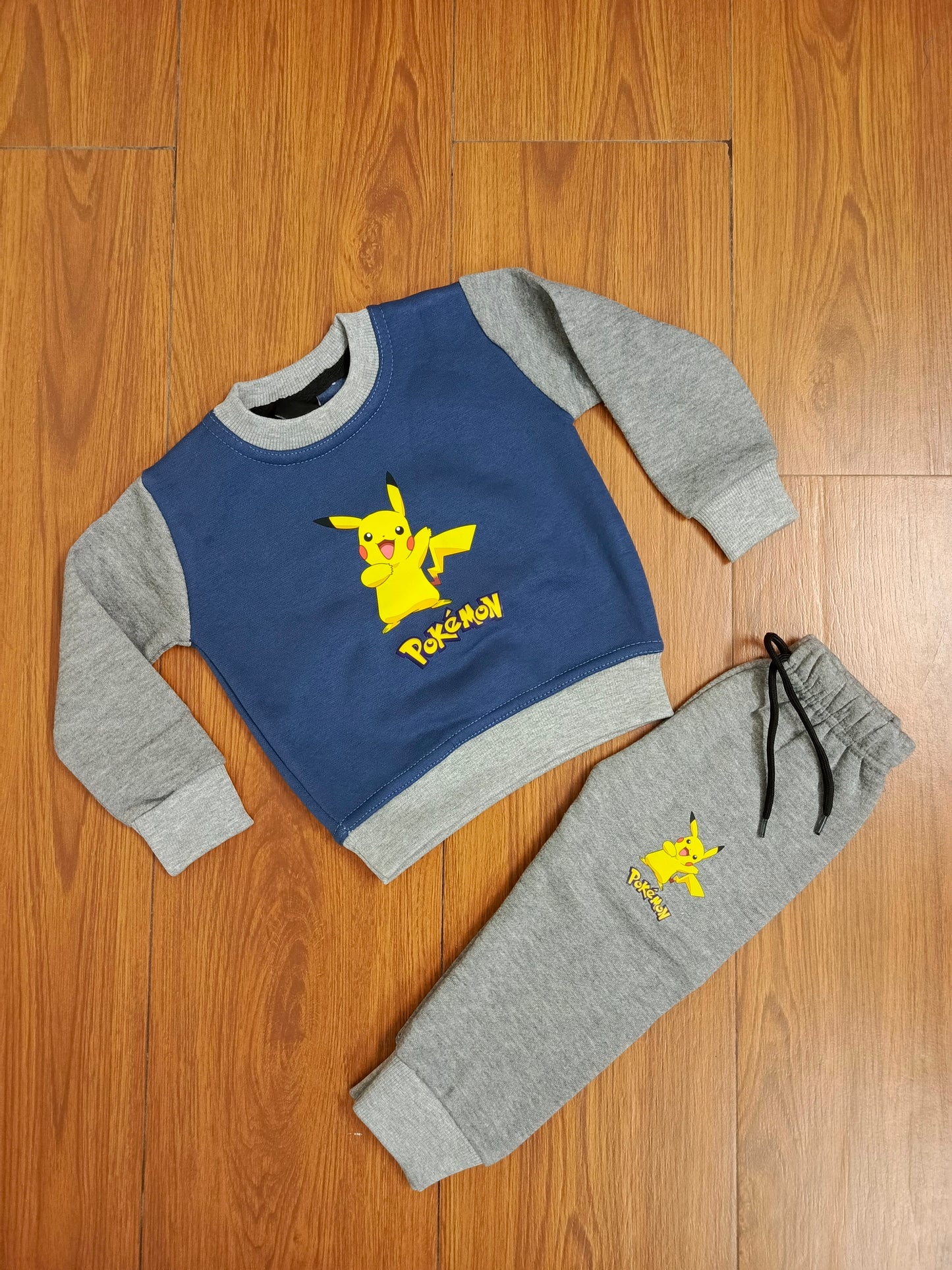 Blue grey contrast pokemon fleece tracksuit