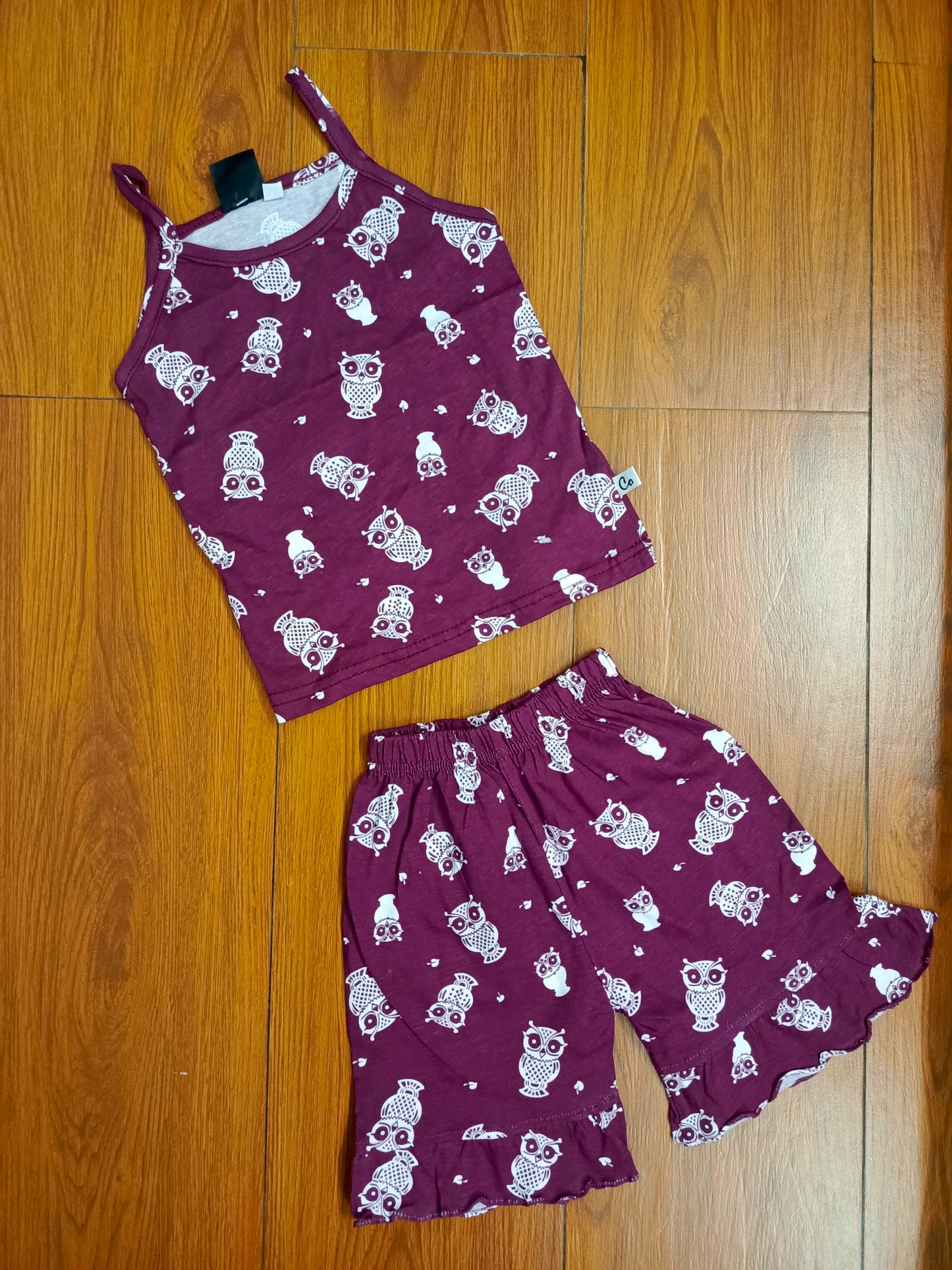 Maroon print tanktop set