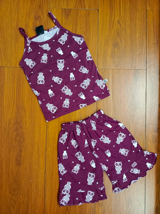 Maroon print tanktop set