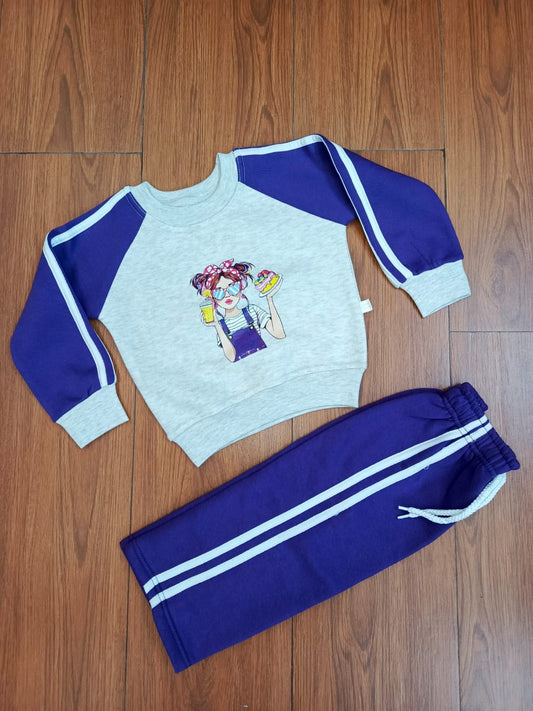 Grey stripes kids track suit