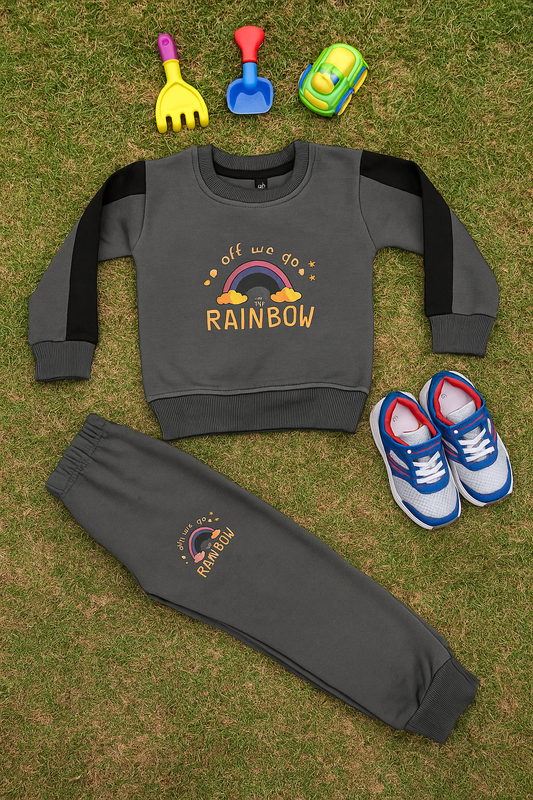 Rainbow print kids track suit