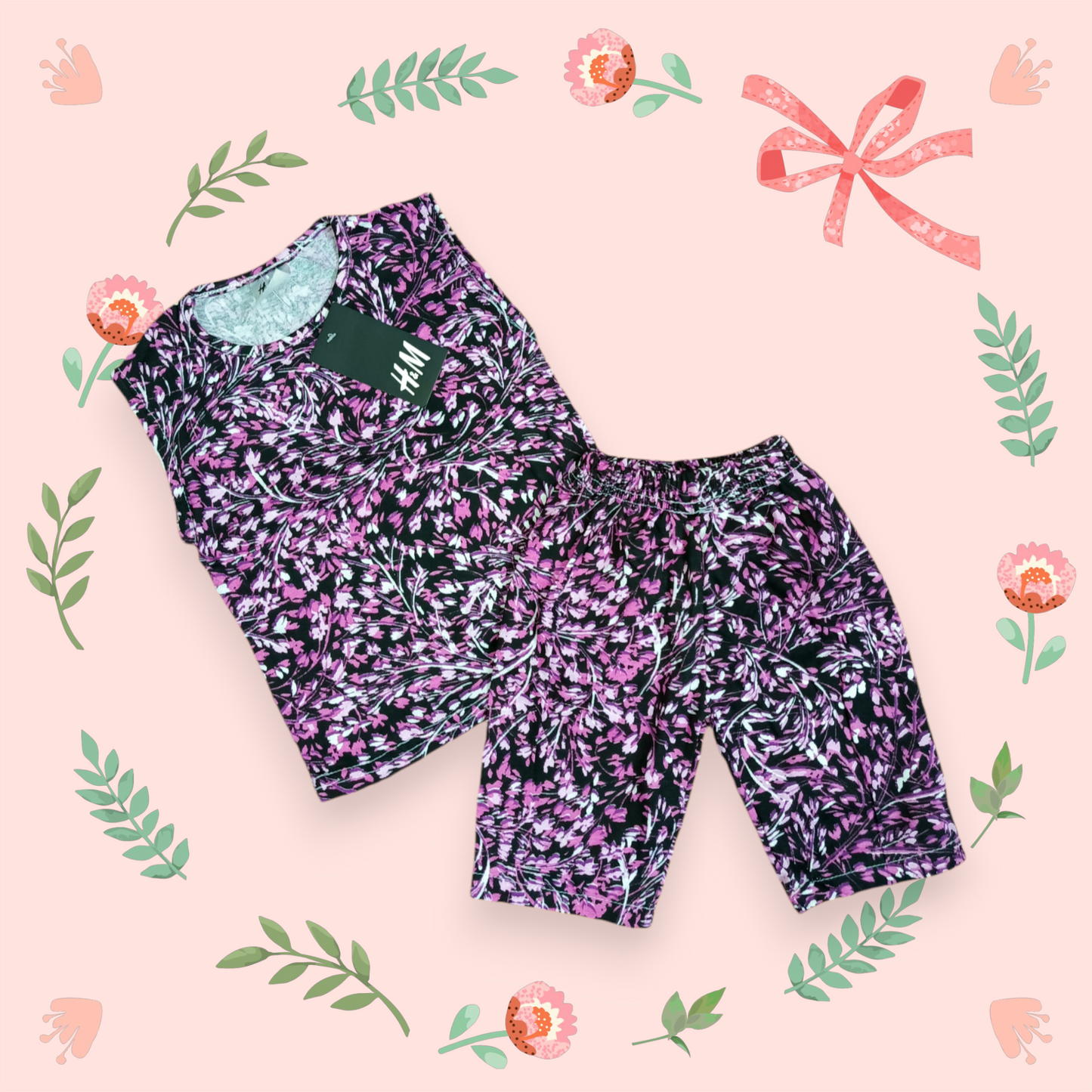 Purple mini floral sando suits