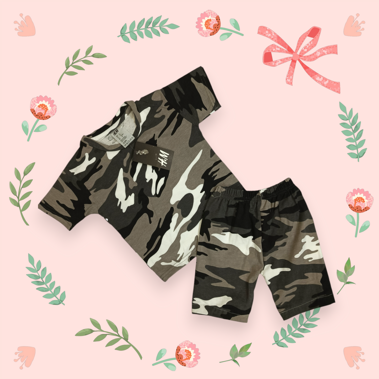 Grey camo shorts suit