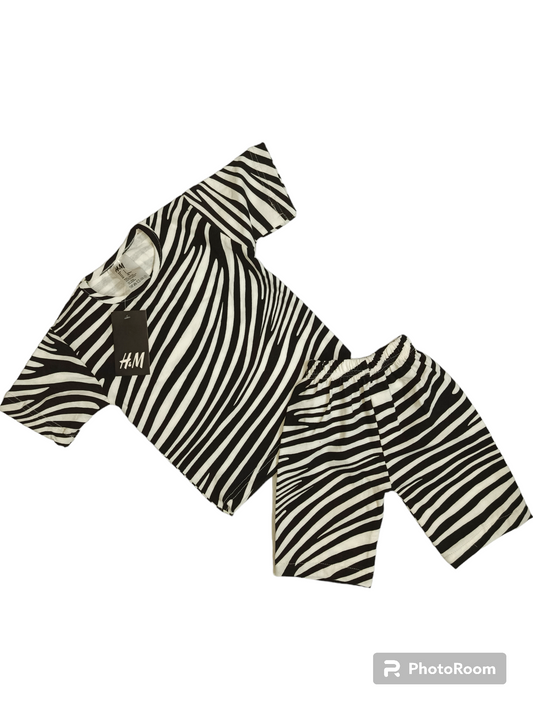 Black white zebra shorts suits