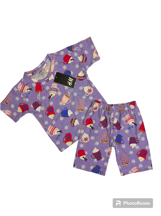 Purple cafe shorts suit summer