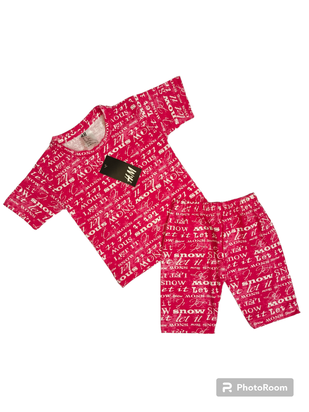 Pink let it snow shorts suit