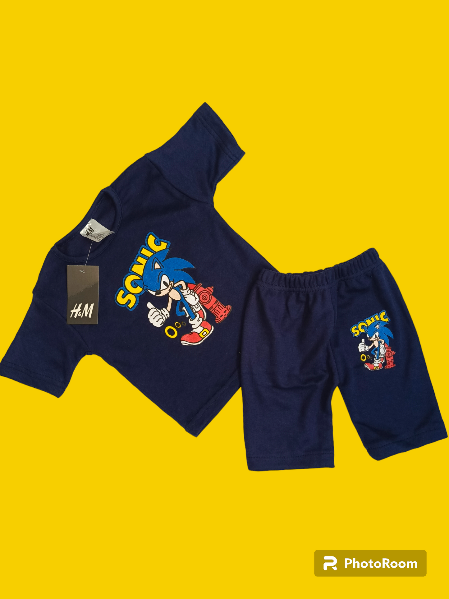 Navy blue sonic shorts suit