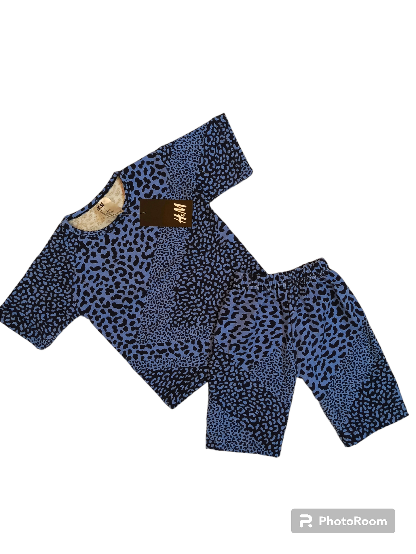 Blue cheeta shorts suit