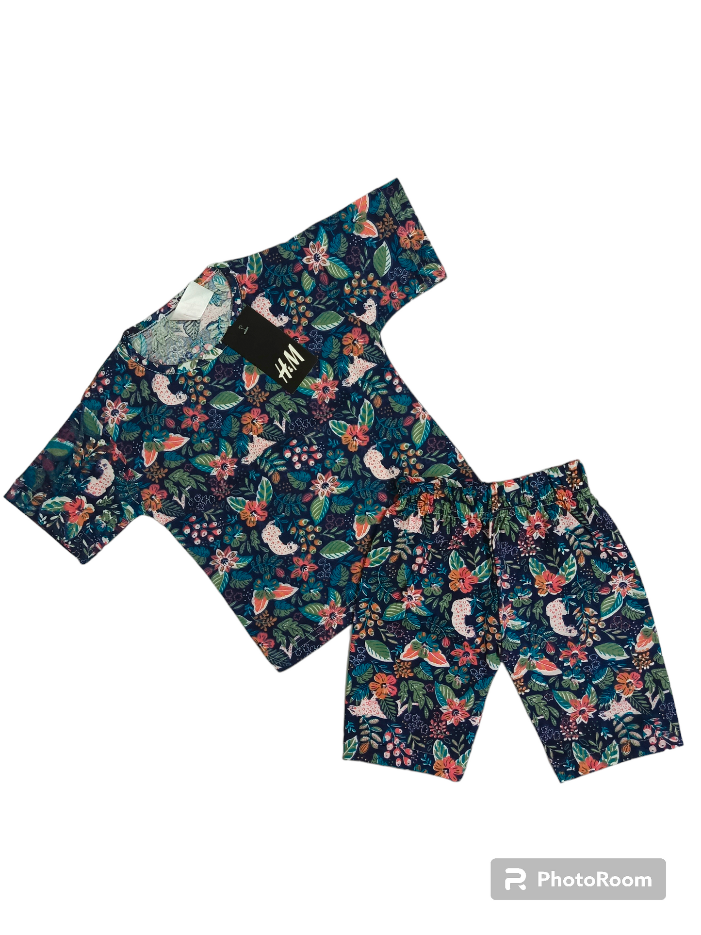 Aqua multi floral short suit