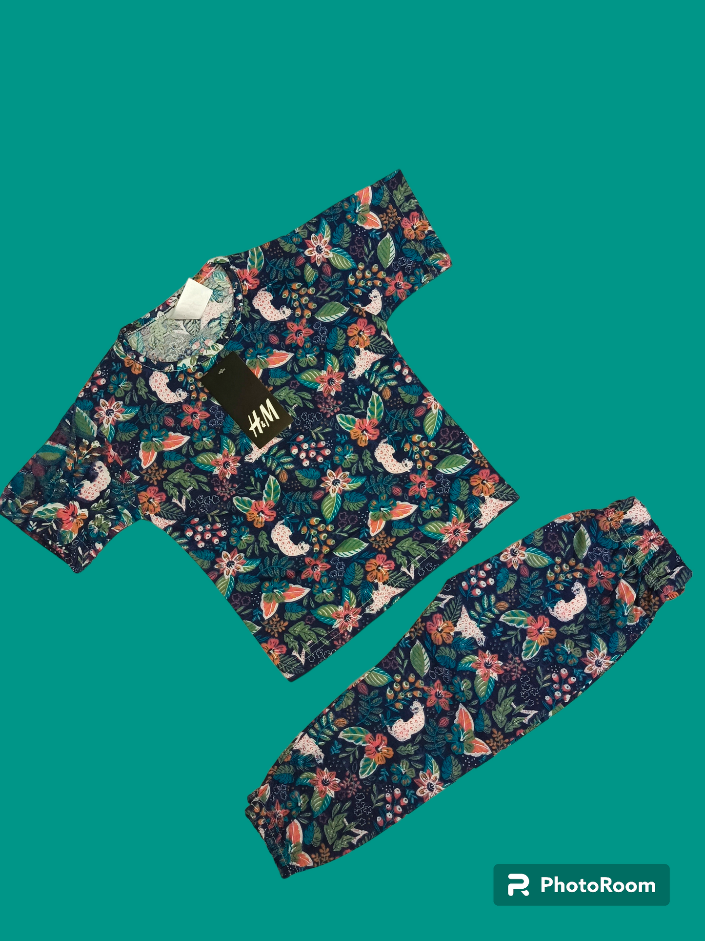 Aqua floral half sleeves suit