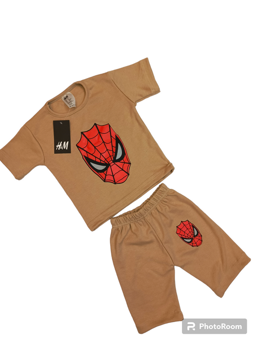 Spiderman brown shorts suit