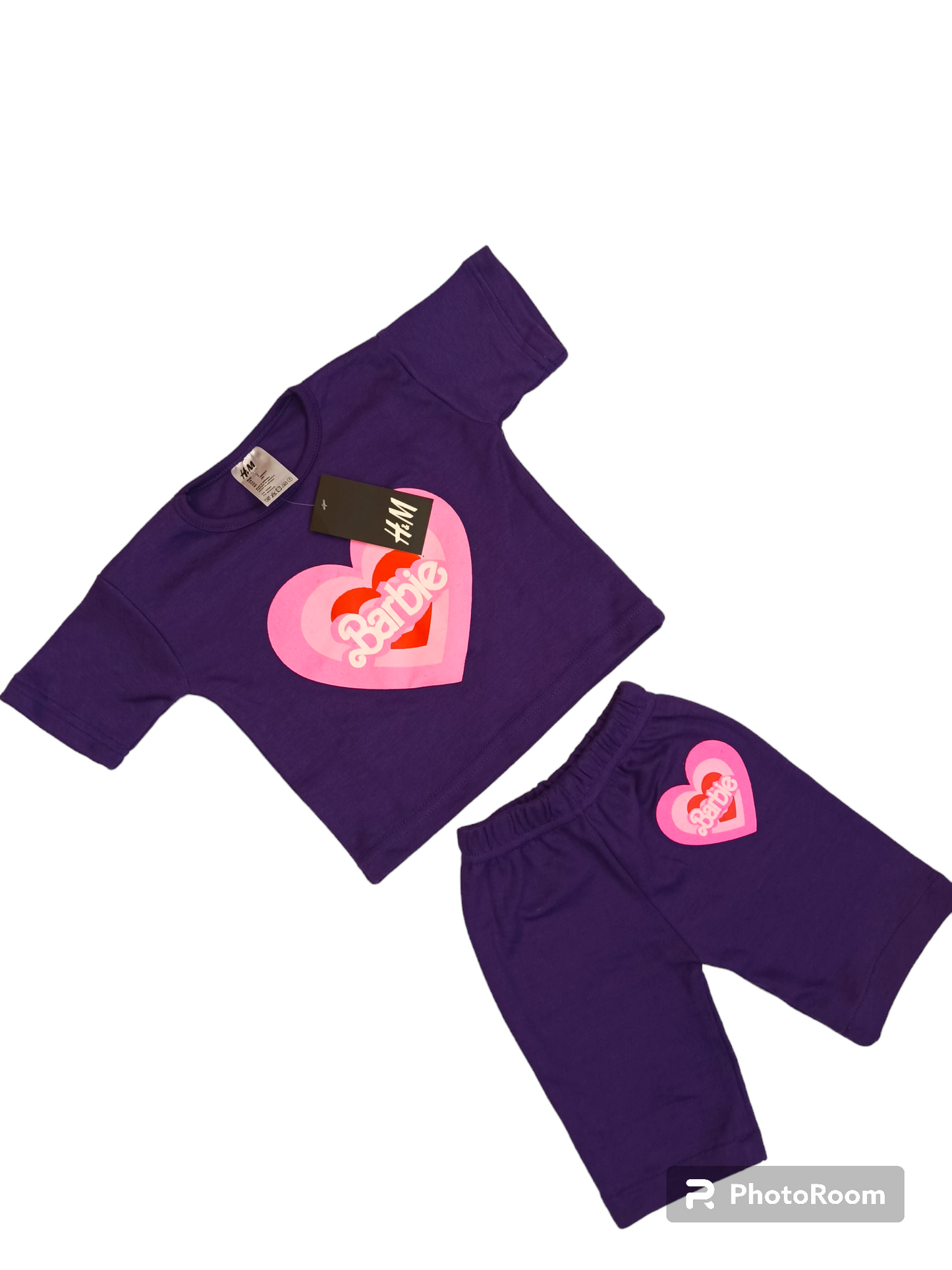 Purple barbie heart shorts suit