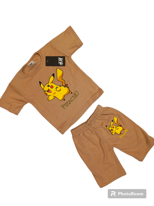 Brown Pokemon shorts suit