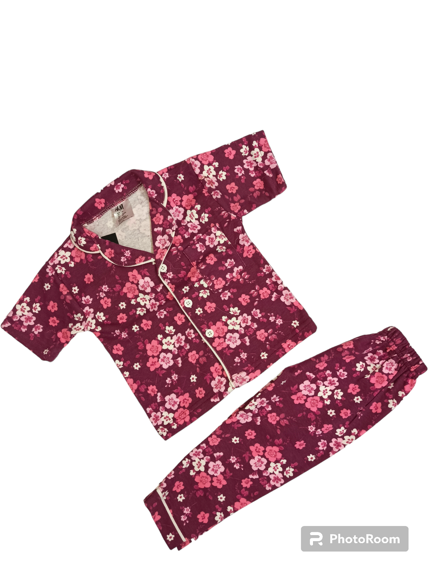 Maroon mini flowers half sleeves suit