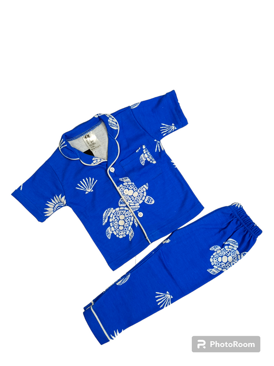 Blue tortoise kids pajama suits