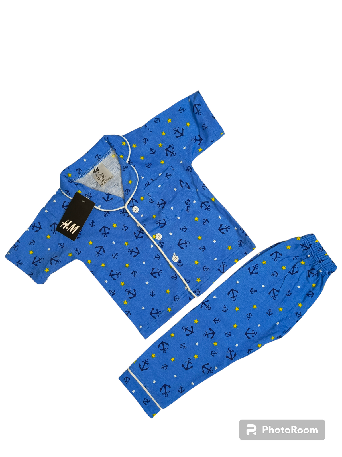 Anchor blue half sleeves pajama suit