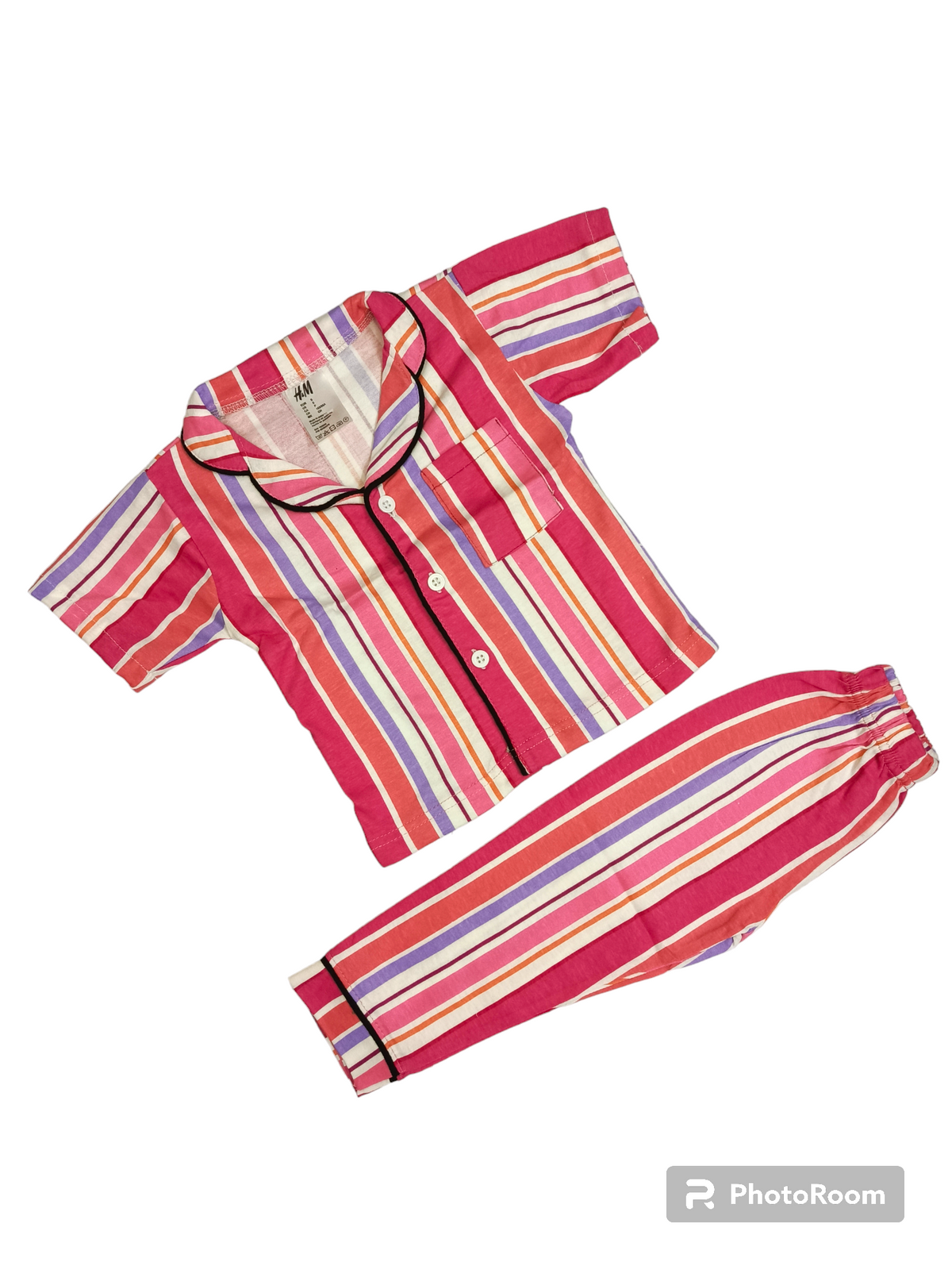 Pink stripes half sleeves pajama suit