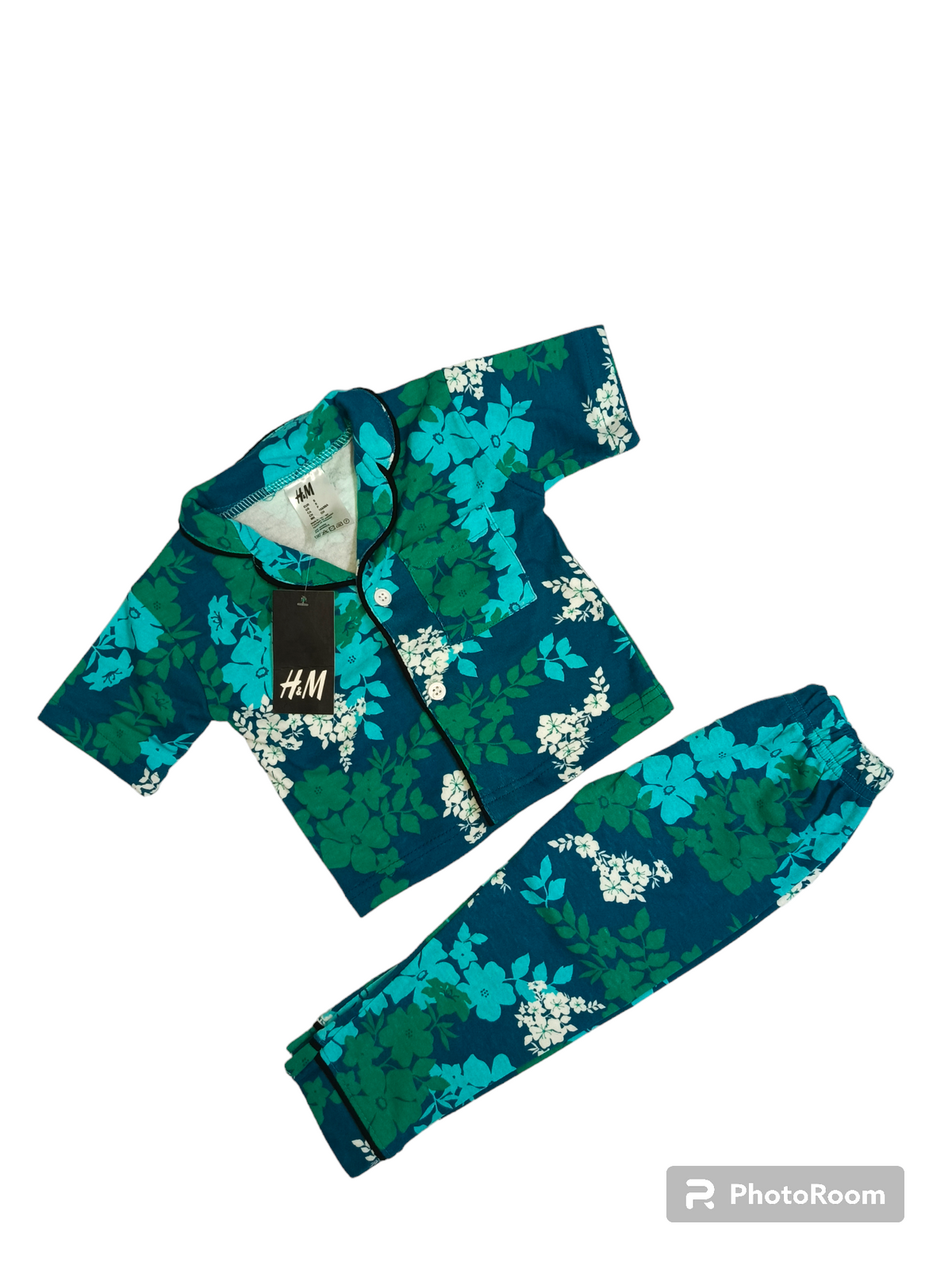 Green floral half sleeves  pajama suit