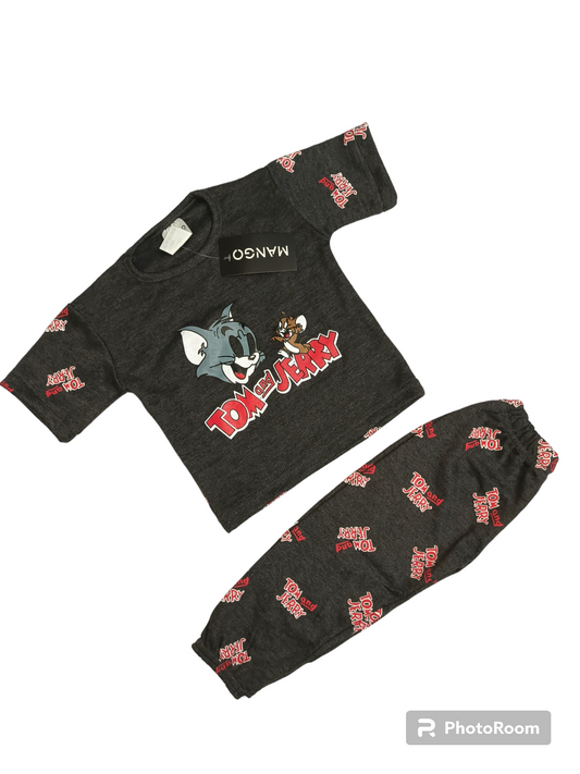 Tom & jerry dark grey half sleeves suit