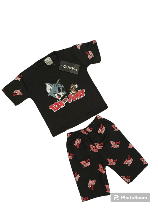 Tom&jerry black shorts suit