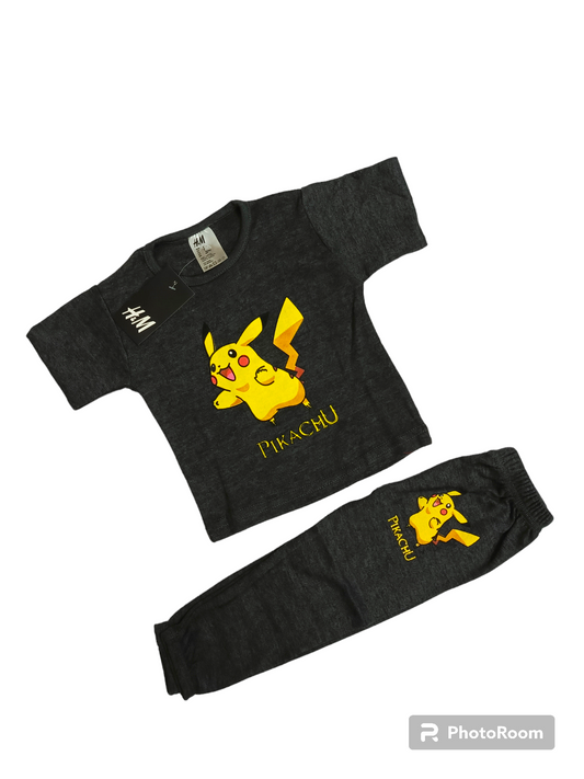 Dark grey pokemon half sleeves suit