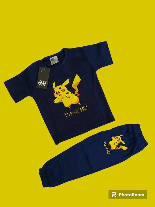 Navy blue pokemon half sleeves suit