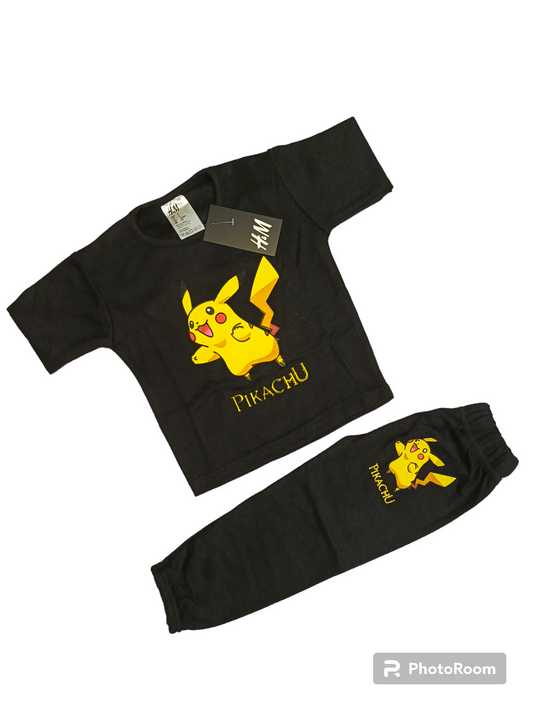 Black pokemon half sleeves suit