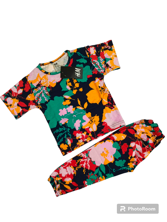 Multi floral half sleeves suit