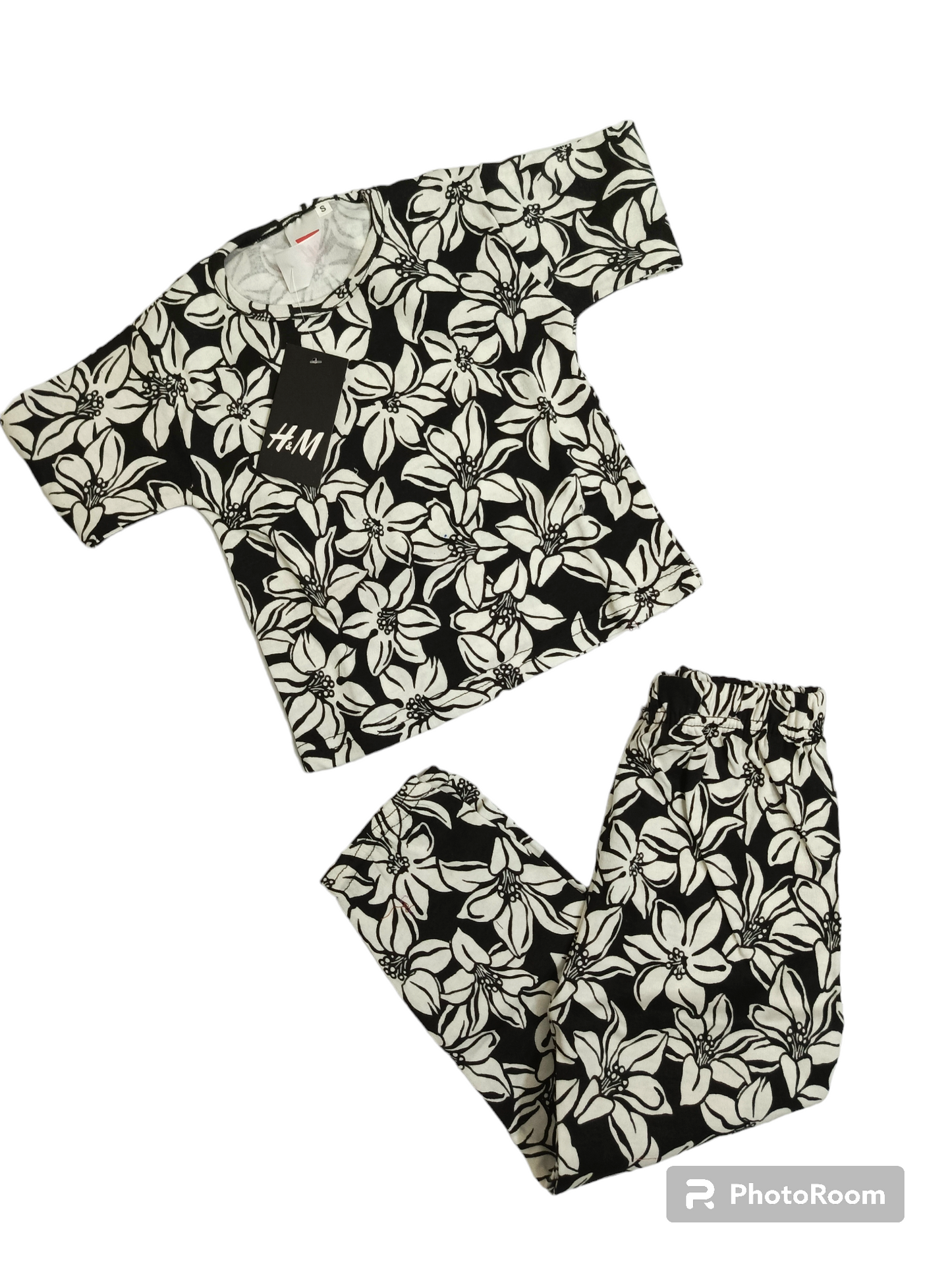 White black flower kids summer suits